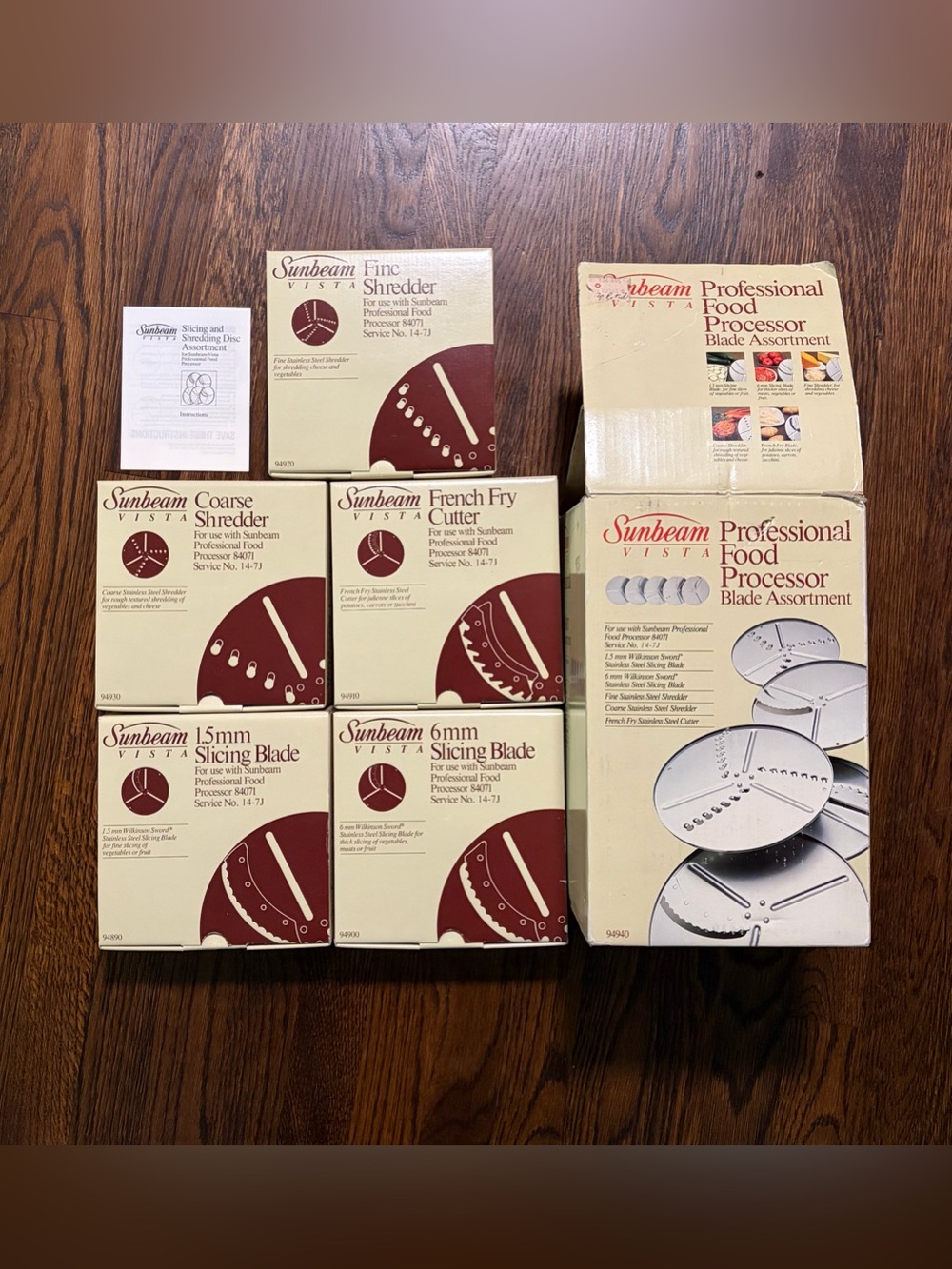 Vintage Sunbeam Vista Food Processor Blade Assortment New Open Box